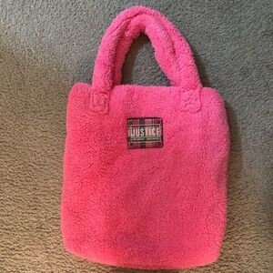 Justice Vibrant Pink Fuzzy Tote